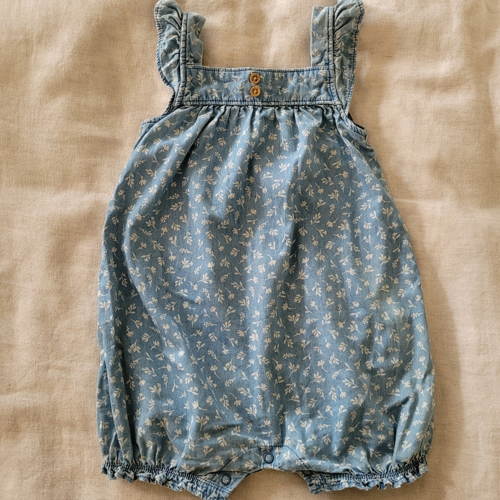 Carters Blue Floral Toddler Romper